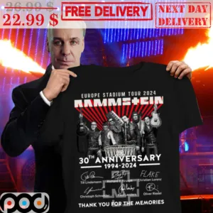 Europe Stadium Tour 2024 Rammstein 30th Anniversary 1994 2024 Signature Thank You For The Memories Shirt