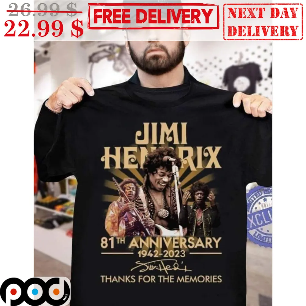 Jimi Hendrix 81th Anniversary 1942-2023 Signature Thanks For The Memories Vintage Shirt