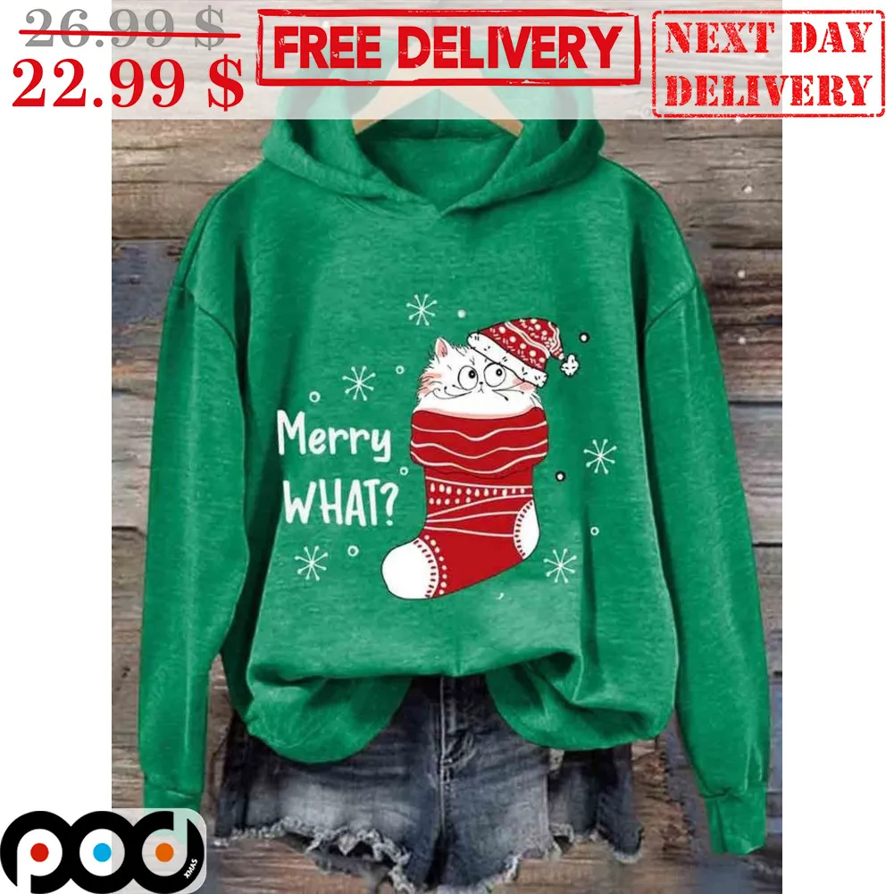 Cat Cute Sock Merry What Christmas Shirt