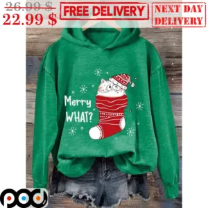 Cat Cute Sock Merry What Christmas Shirt
