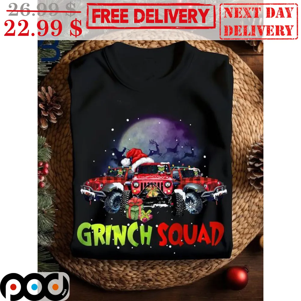 Car Grinch Squad Moon Night Christmas Shirt