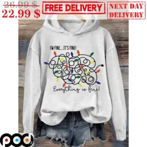 I'm Fine It's Fine Everything Is Fine Christmas Light Shirt