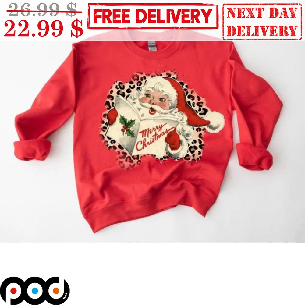 Santa Claus Book Merry Christmas Leopard Shirt