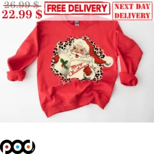 Santa Claus Book Merry Christmas Leopard Shirt