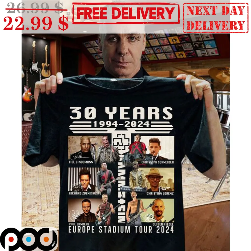 Rammstein 30 Years 1993 2024 Europe Stadium Tour 2024 Signature Shirt