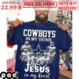 Dallas Cowboys In My Veins Jesus In My Heart Signature Shirt