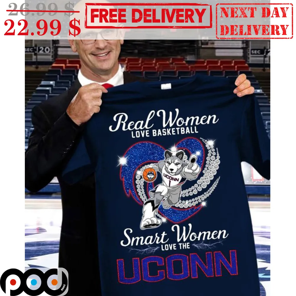 Real Women Love Basketball Smart Women Love The UCONN Diamond Heart Shirt