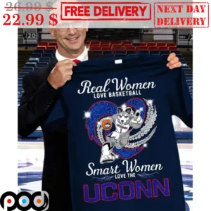 Real Women Love Basketball Smart Women Love The UCONN Diamond Heart Shirt