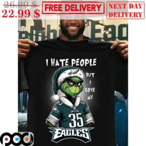 Santa Grinch I Hate People But I Love My Phialdelphia Eagles Shirt