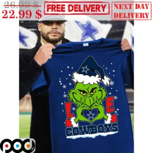 Santa Grinch Love Dallas Cowboys NFL Christmas Shirt