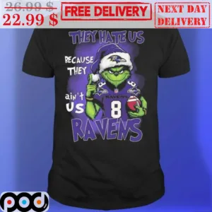 Santa Grinch They Hate Us Because They Ain't Us Baltimore Ravens Shirt