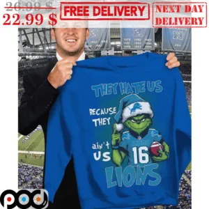 Santa Grinch They Hate Us Because They Ain't Us Detroi Lions Shirt