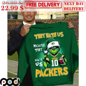 Santa Grinch They Hate Us Because They Ain't Us Green Bay Packers Shirt