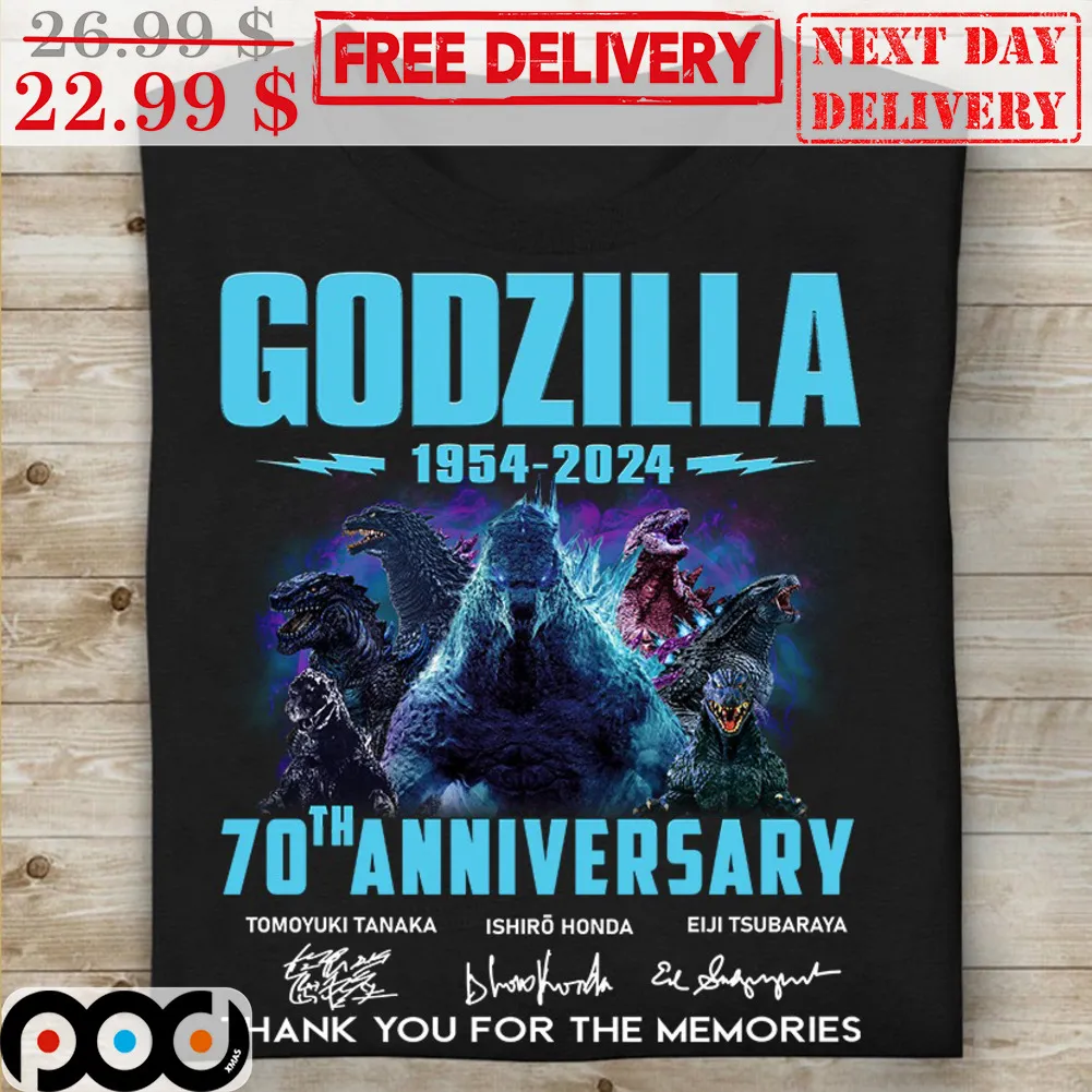 Godzilla 1954-2024 70th Anniversary Signature Thank You For The Memories Shirt