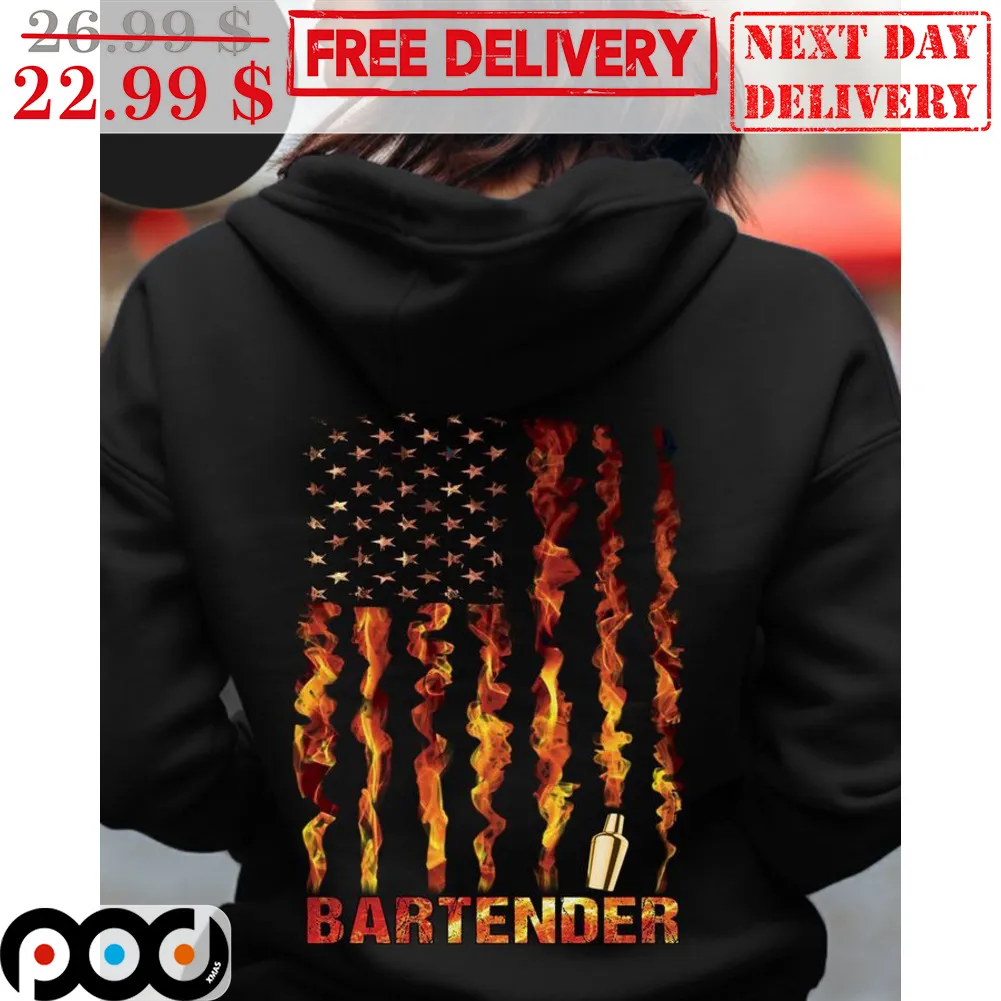 American Flag Fire Bartender Shirt