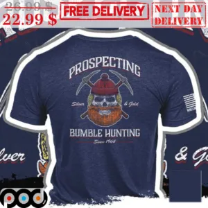 Skull Pickaxe Prospecting Bumble Hunting Sliver And Gold Vintage Shirt