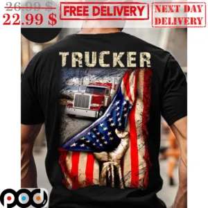 Trucker Hand Hold American Flag Vintage Shirt