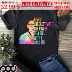 Never Underestimate The Power Of A Girl With A Book Shirt