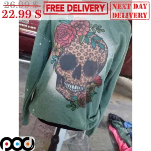 Skull Leopard Roses Vintage Shirt