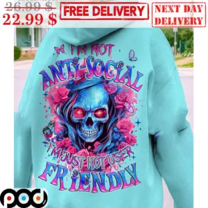 I'm Not Anti-Social I'm Just Not User Friendly Skull Roses Shirt