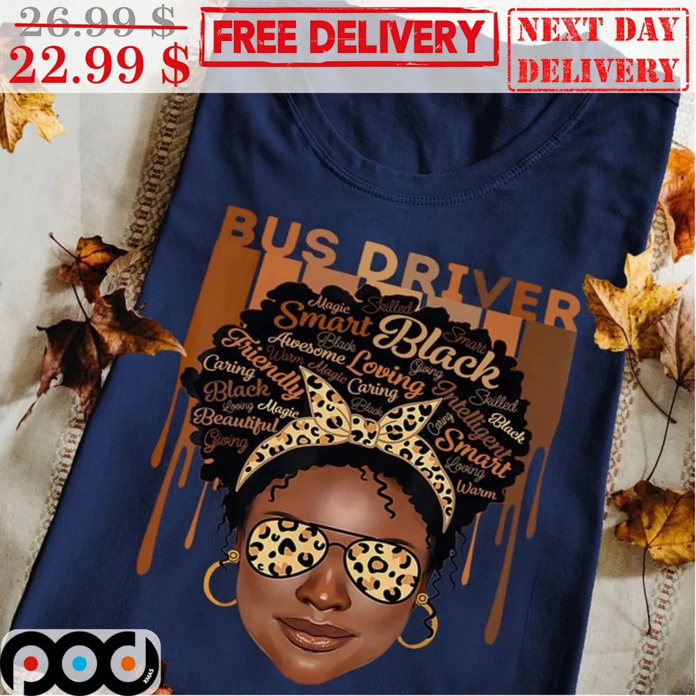 Black Lady Bus Driver Leopard Shirt
