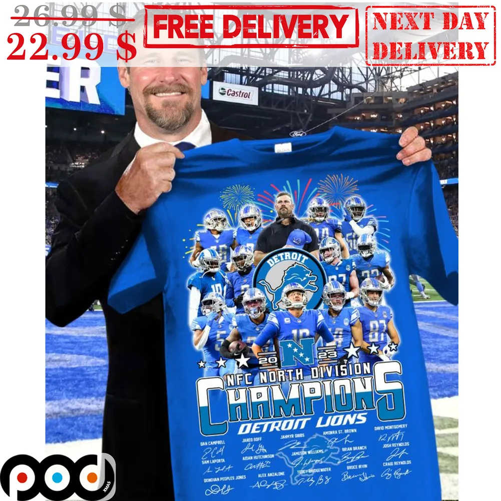 Detroit Lions 2023 NFC North Division Champions Signature Shirt