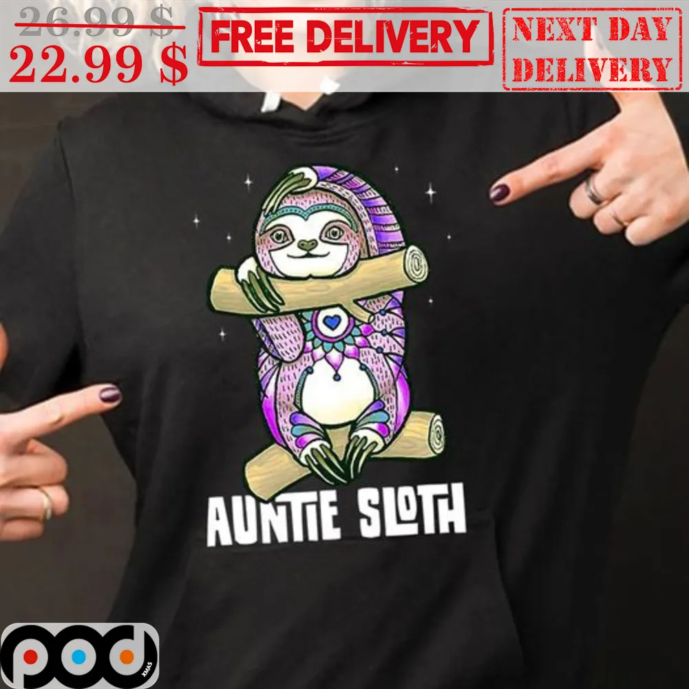 Auntie Sloth Colorful Cute Shirt
