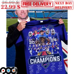 Buffalo Bills 2024 AFC East Division Champions Team Signature Shirt
