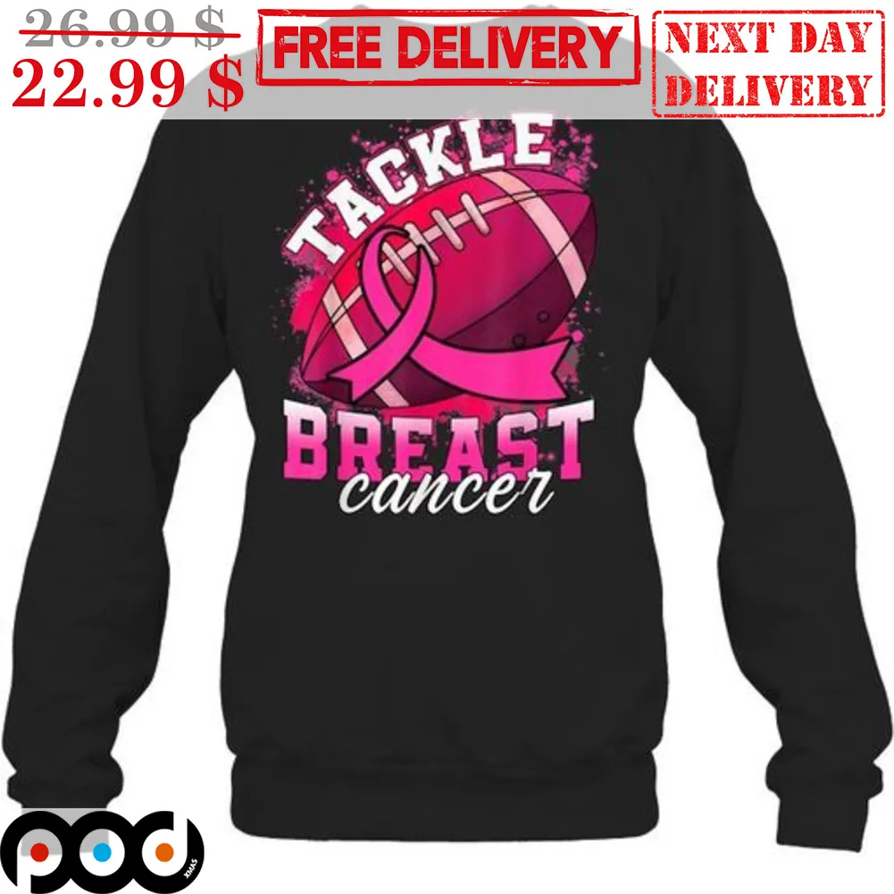 Pink Ribbon Football Tackle Breast Cancer Awareness Shirt