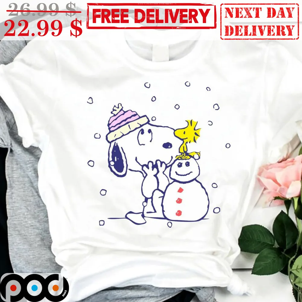 Snoopy Woodstock Snowman Cute Shirt