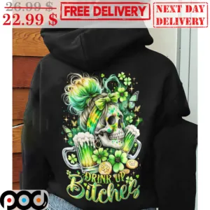 Skull Beers Girl Drink Up Bitches St Patrick Day Shirt
