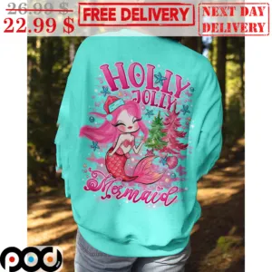 Pink Mermaid Holly Jolly Sea Shirt