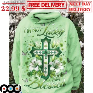 Cross I'm Not Lucky I Am Blessed Floral Shirt