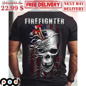 Skull Firefighter American Flag Vintage Shirt