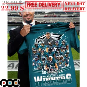 Philadelphia Eagles 2024 Playoffs Verizon NFC Wild Card Playoffs Winners Signature Team Shirt