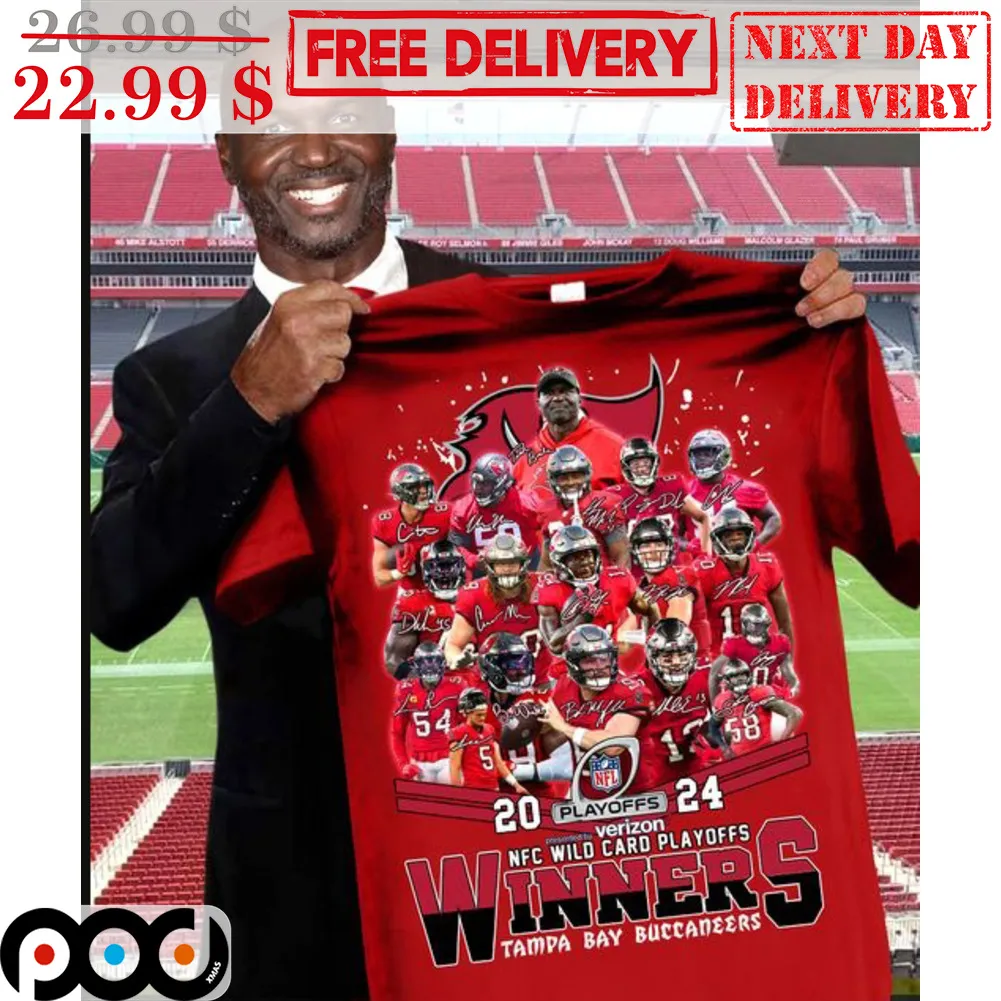 Tampa Bay Buccaneers 2024 Playoffs NFC Wild Card Winners Signature Team Shirt