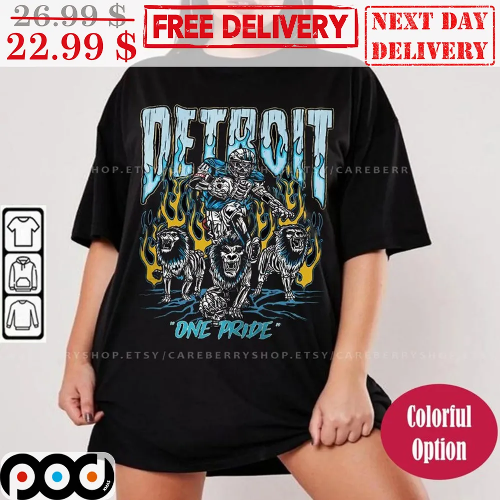 Skeleton Detroit Lions Fire Bootleg Vintage NFL Shirt