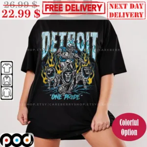 Skeleton Detroit Lions Fire Bootleg Vintage NFL Shirt