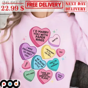 Valentine's Day Heart I'd Marry You With Paper Rings Shirt