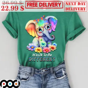 Elephant Autism Floral It's Ok To Be Different Shirt