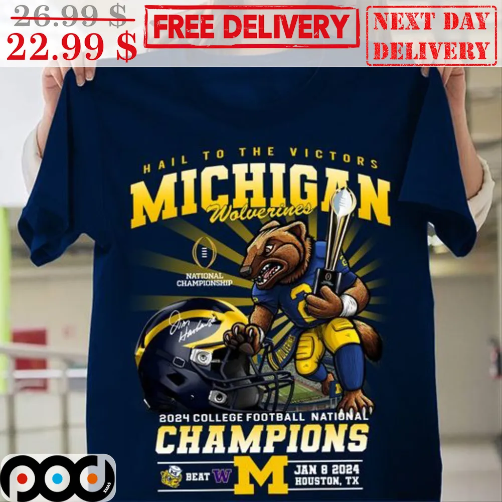 Mascot Helmet Hail To The Victors Michigan Wolverines National Championship 2024 College Football National Champions Shirt