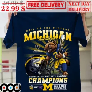 Mascot Helmet Hail To The Victors Michigan Wolverines National Championship 2024 College Football National Champions Shirt