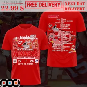 Kansas City Chiefs AFC Divisional WInners Let's Go Chiefs Super Bowl 2024 Shirt
