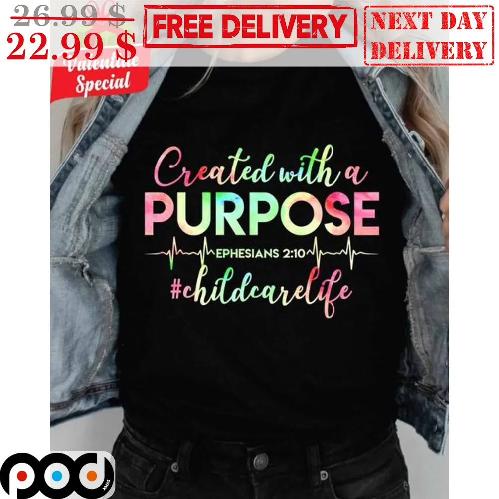 Created With A Purpose Child Care Life Heartbeat Shirt