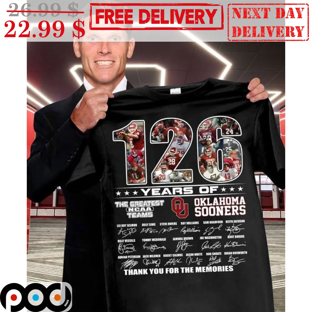 126 Year Of The Great NCAA Teams Oklahoma Sonners Signature Thank You For The Memories Shirt