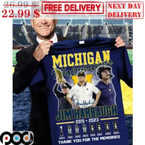 Michigan Wolverines Jom Harbaugh 2015 2023 Signature Thank You For The Memories Shirt