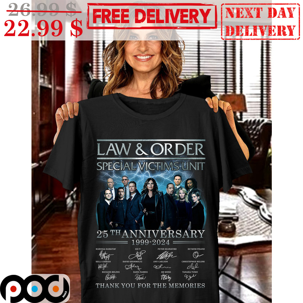 Gear Up with Unique Shirts for Every Occasion! 5 Law And Order Special Victims Unit 25th Anniversary 1999 2024 Signature Thank You For The Memories Shirt
