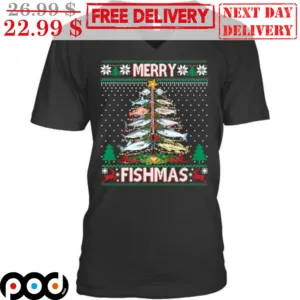 Pine Tree Merry Fishmas Ugly Shirt