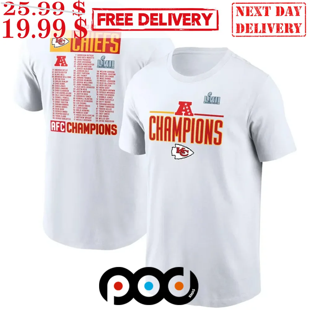 Kansas City Chiefs 2024 Afc Champions Roster Logo Shirt