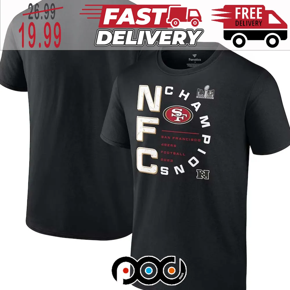 San Francisco 49ers Fanatics Branded Black 2023 NFC Champions Shirt
